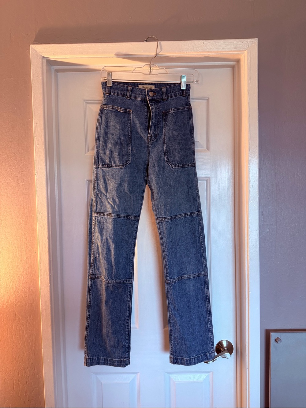 Madewell Blue Patch-Stitch Straight-Leg Jeans